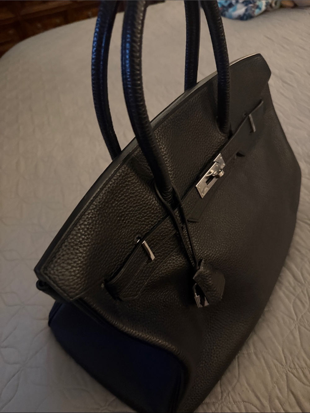 Black Leather woman Tote Bag with Silver Hardware - Picture 8 of 14